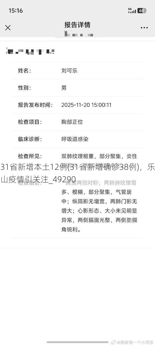 31省新增本土12例(31省新增确诊38例)，乐山疫情引关注_49290