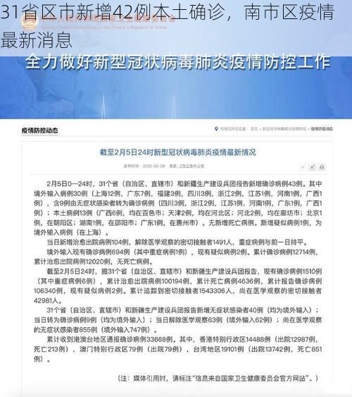 31省区市新增42例本土确诊，南市区疫情最新消息