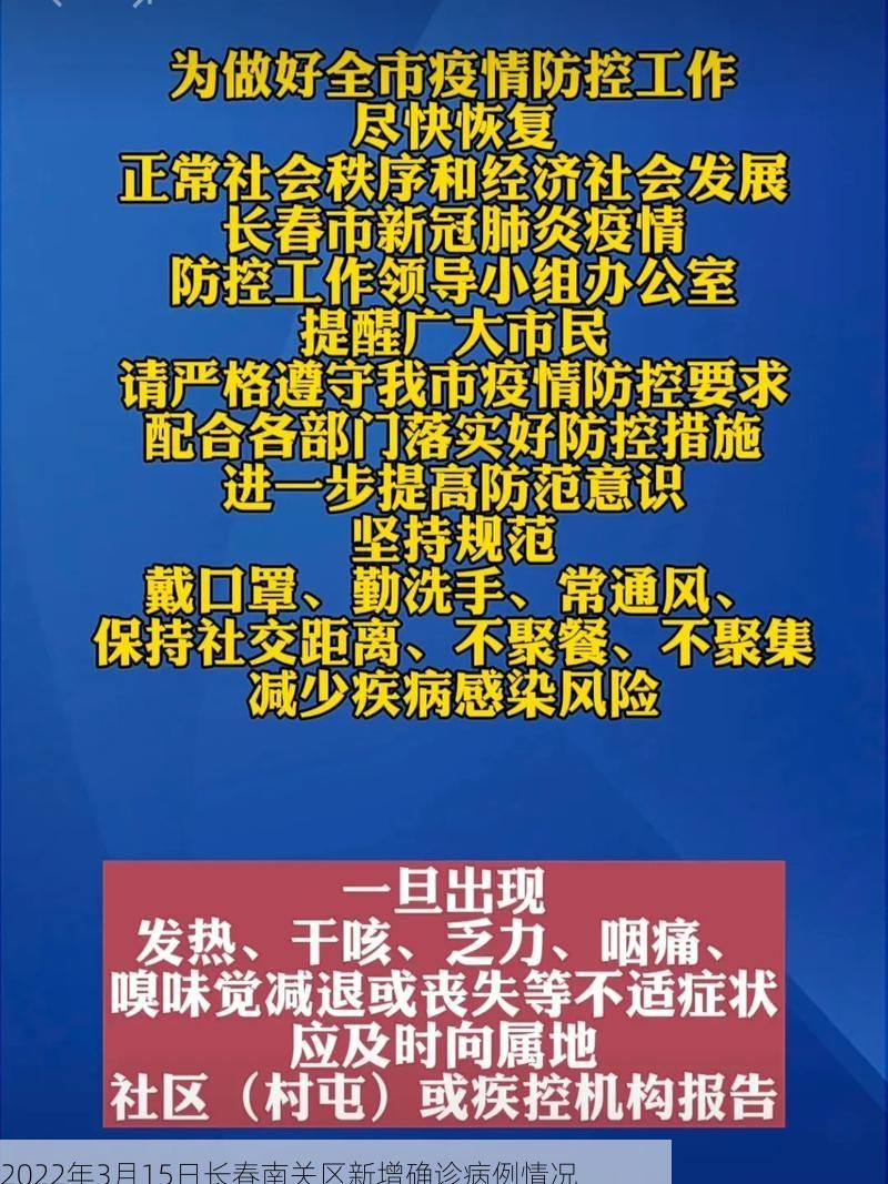 2022年3月15日长春南关区新增确诊病例情况