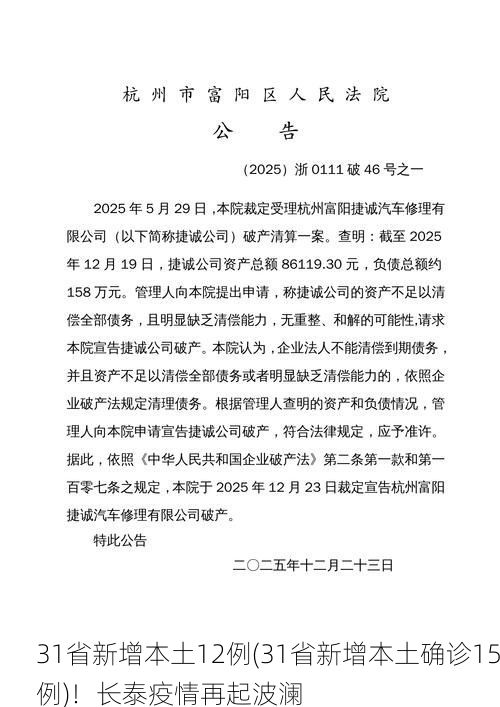 31省新增本土12例(31省新增本土确诊15例)！长泰疫情再起波澜