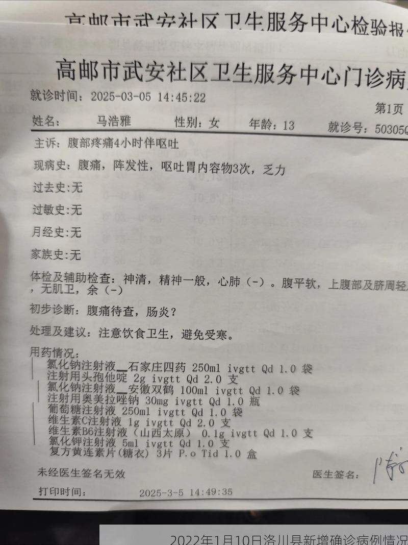2022年1月10日洛川县新增确诊病例情况
