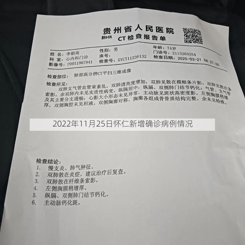 2022年11月25日怀仁新增确诊病例情况