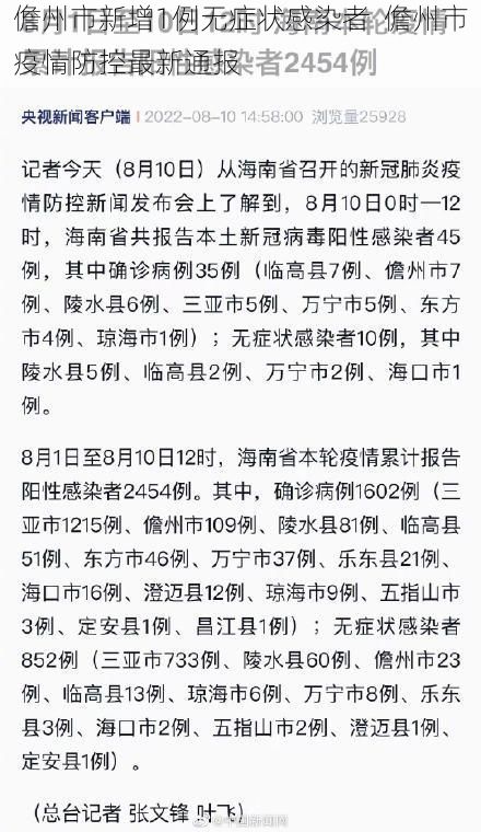 儋州市新增1例无症状感染者  儋州市疫情防控最新通报