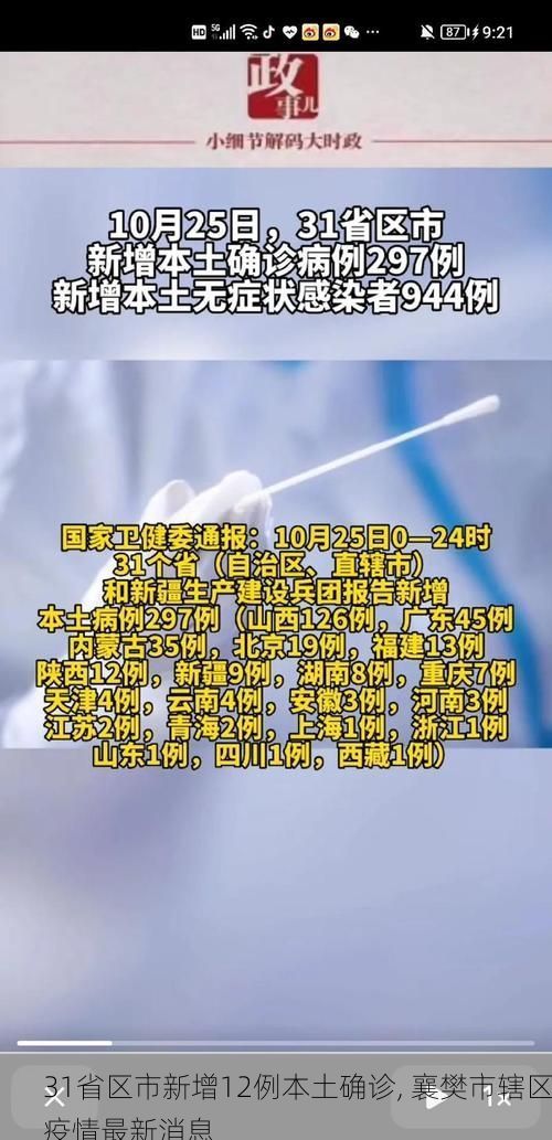 31省区市新增12例本土确诊, 襄樊市辖区疫情最新消息