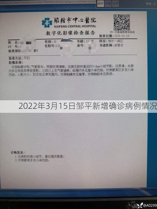 2022年3月15日邹平新增确诊病例情况