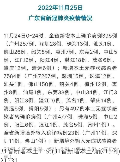 31省新增本土11例(31省新增本土确诊13例)_21231