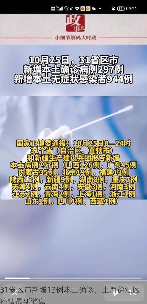 31省区市新增13例本土确诊，上海徐汇区疫情最新消息