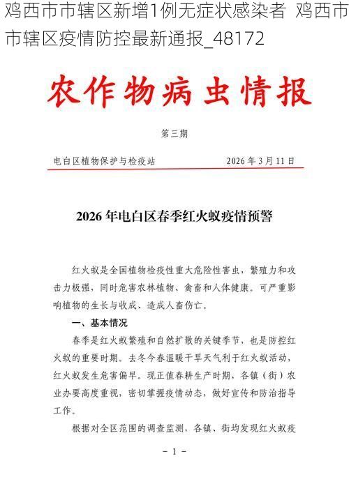 鸡西市市辖区新增1例无症状感染者  鸡西市市辖区疫情防控最新通报_48172