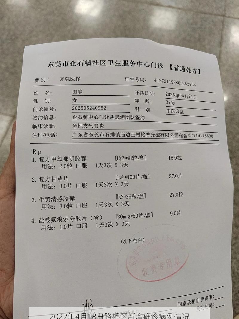 2022年4月18日路桥区新增确诊病例情况