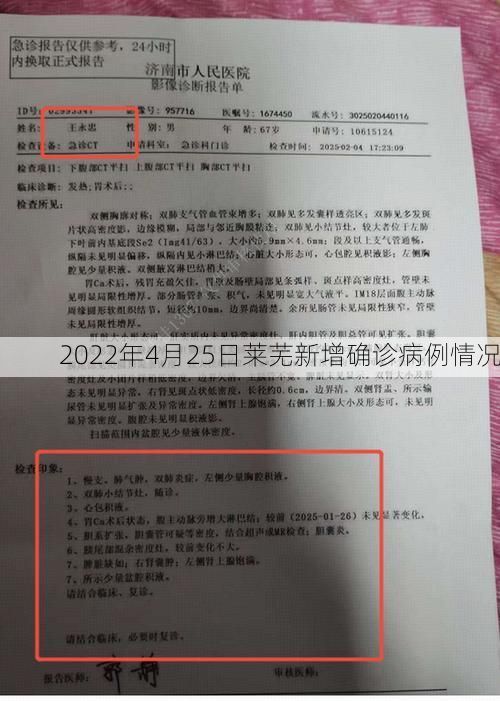 2022年4月25日莱芜新增确诊病例情况