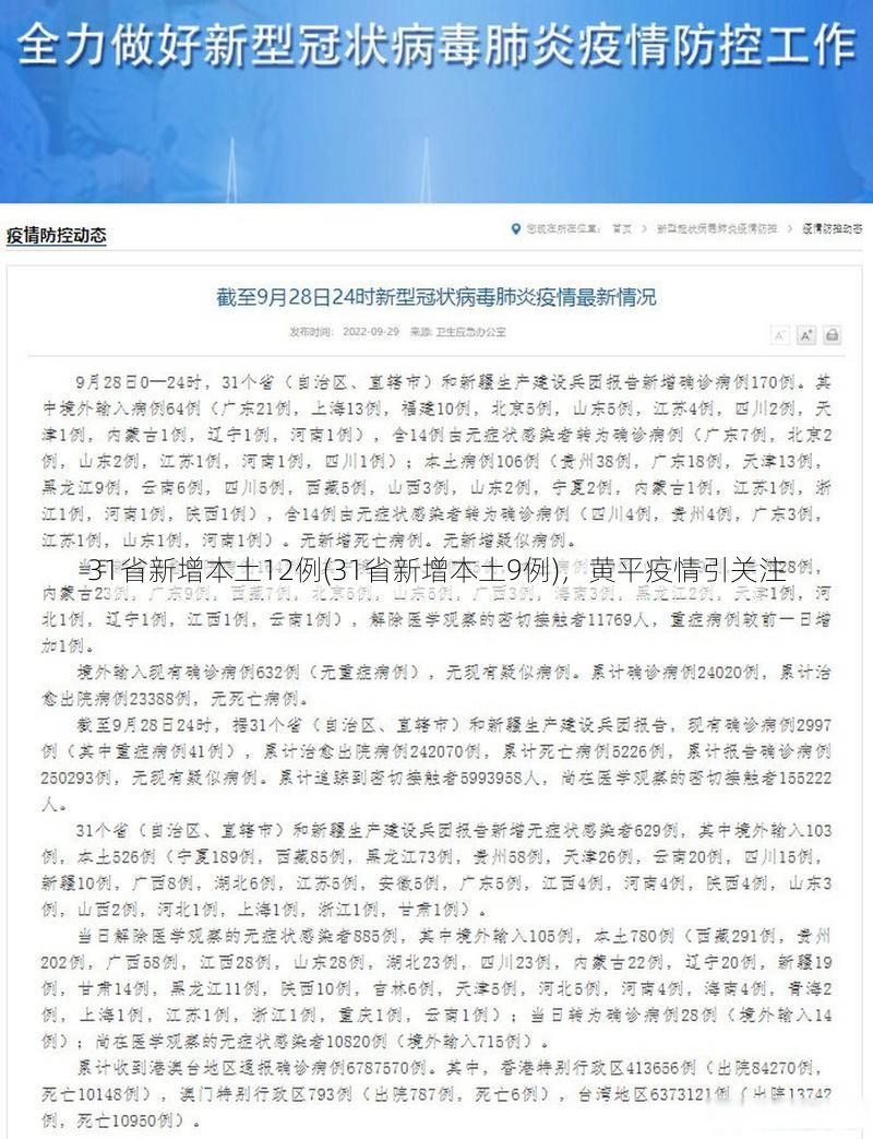 31省新增本土12例(31省新增本土9例)，黄平疫情引关注