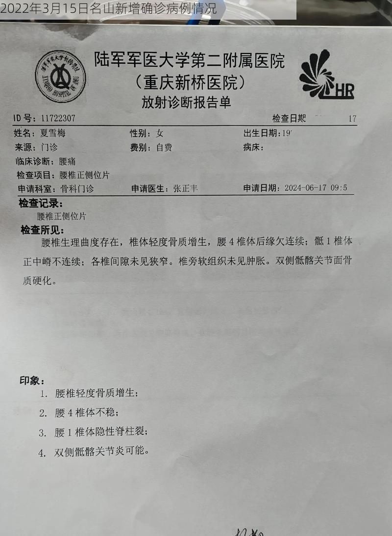 2022年3月15日名山新增确诊病例情况