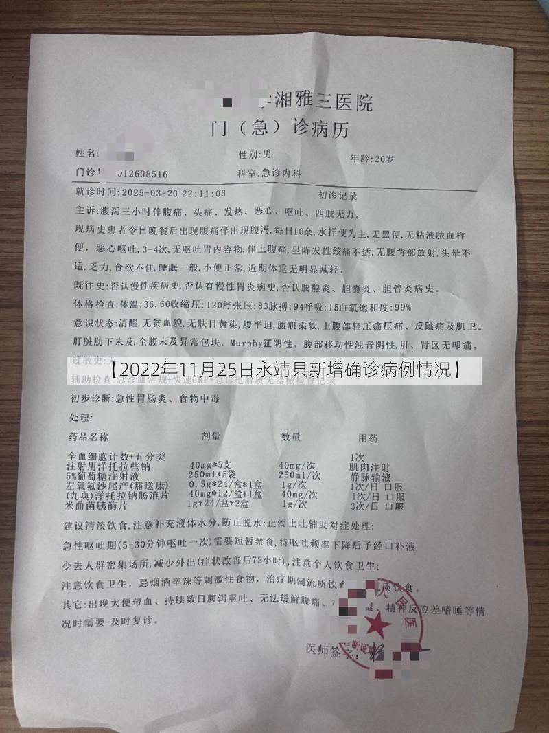 【2022年11月25日永靖县新增确诊病例情况】