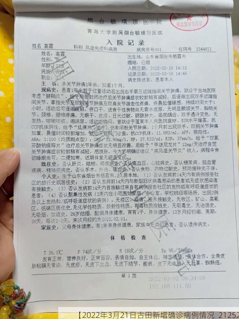 【2022年3月21日古田新增确诊病例情况_21252】