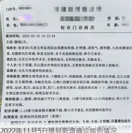 2022年11月5日雄县新增确诊病例情况