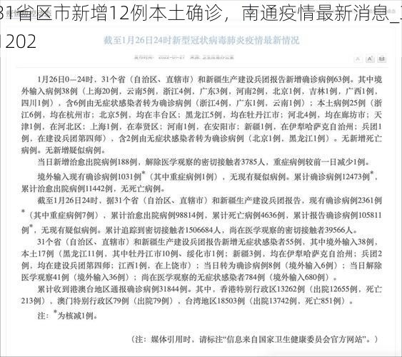 31省区市新增12例本土确诊，南通疫情最新消息_31202