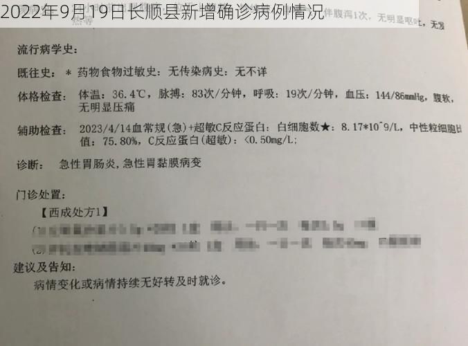 2022年9月19日长顺县新增确诊病例情况