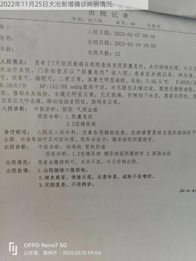 2022年11月25日大冶新增确诊病例情况