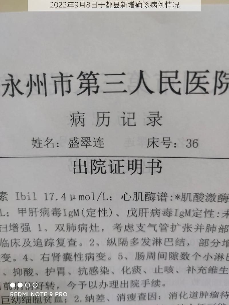 2022年9月8日于都县新增确诊病例情况
