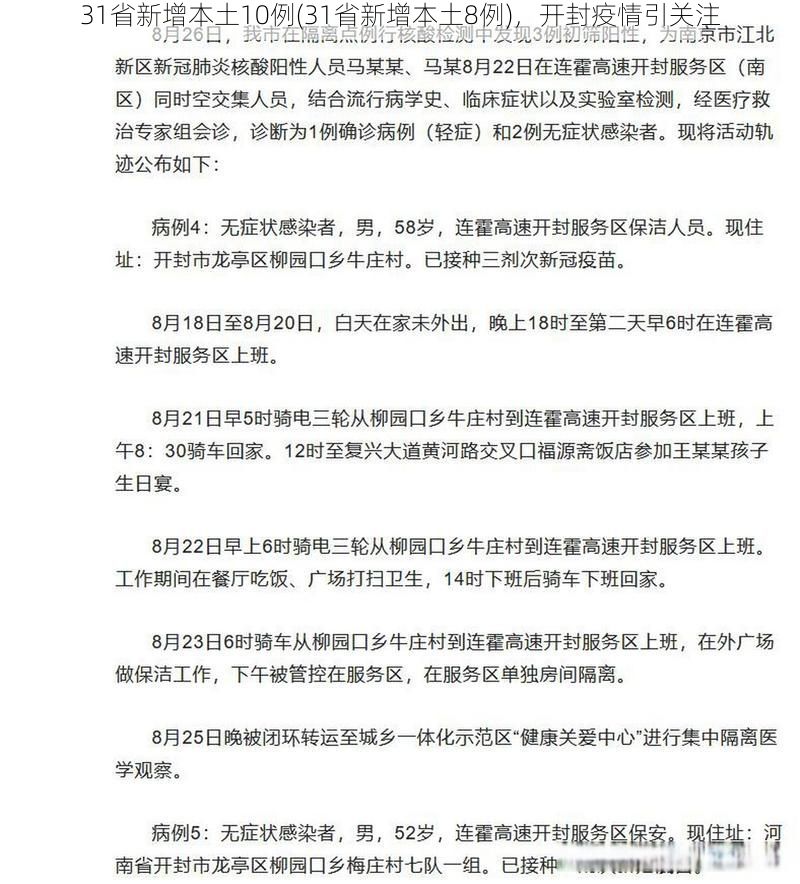 31省新增本土10例(31省新增本土8例)，开封疫情引关注