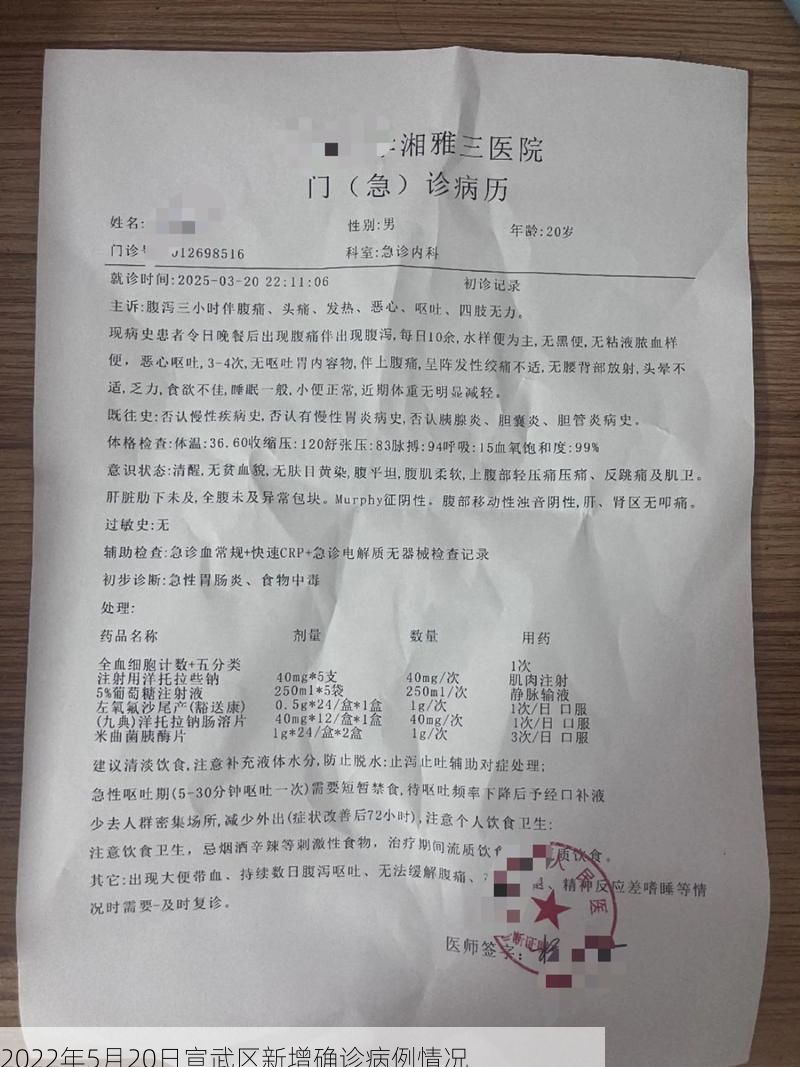 2022年5月20日宣武区新增确诊病例情况