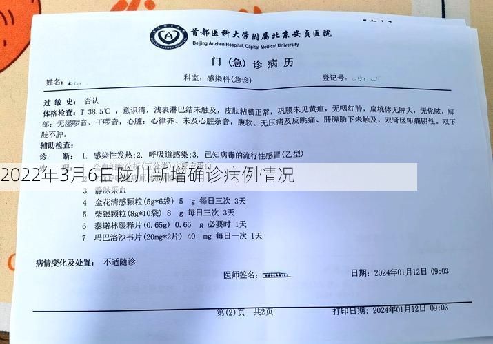 2022年3月6日陇川新增确诊病例情况