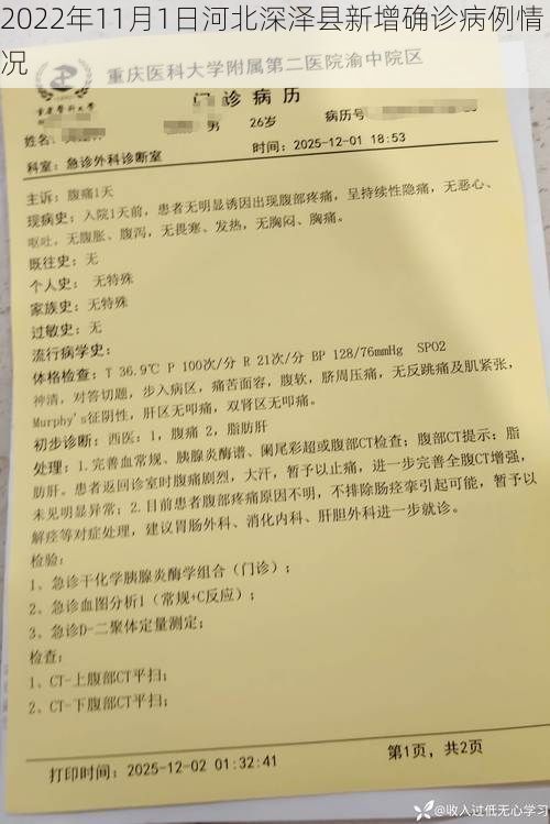 2022年11月1日河北深泽县新增确诊病例情况