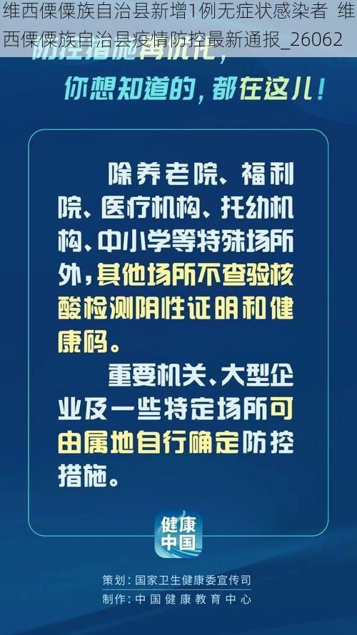 维西傈僳族自治县新增1例无症状感染者  维西傈僳族自治县疫情防控最新通报_26062