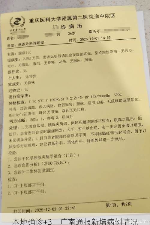 本地确诊+3，广南通报新增病例情况
