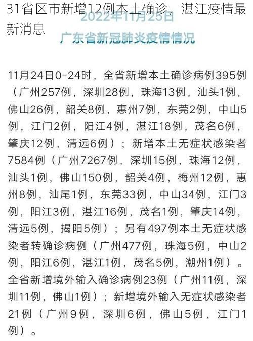 31省区市新增12例本土确诊，湛江疫情最新消息