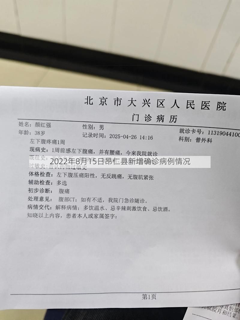 2022年8月15日昂仁县新增确诊病例情况