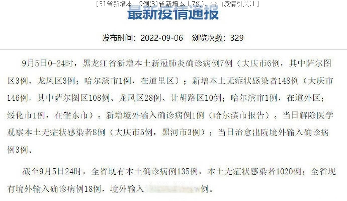 【31省新增本土9例(31省新增本土7例)，合山疫情引关注】