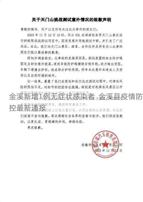 金溪新增1例无症状感染者  金溪县疫情防控最新通报