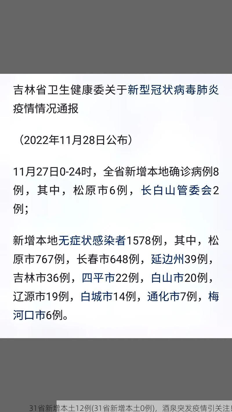 31省新增本土12例(31省新增本土0例)，酒泉突发疫情引关注！