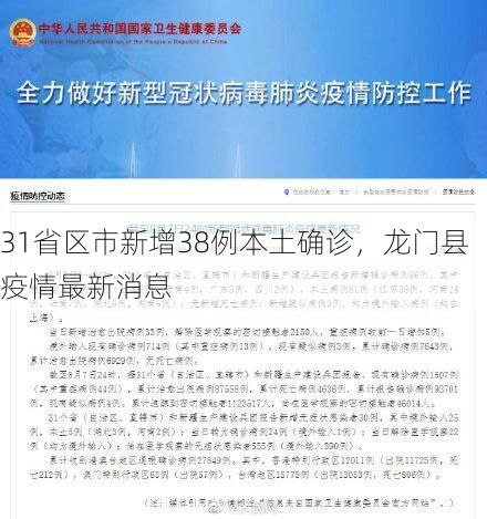 31省区市新增38例本土确诊，龙门县疫情最新消息