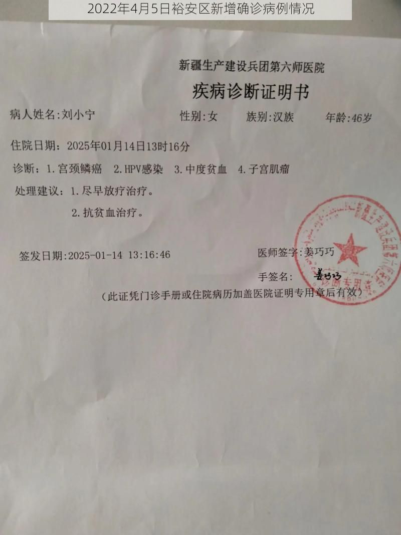 2022年4月5日裕安区新增确诊病例情况