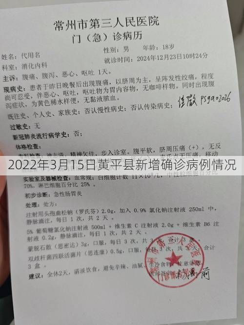 2022年3月15日黄平县新增确诊病例情况