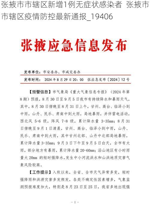 张掖市市辖区新增1例无症状感染者  张掖市市辖区疫情防控最新通报_19406