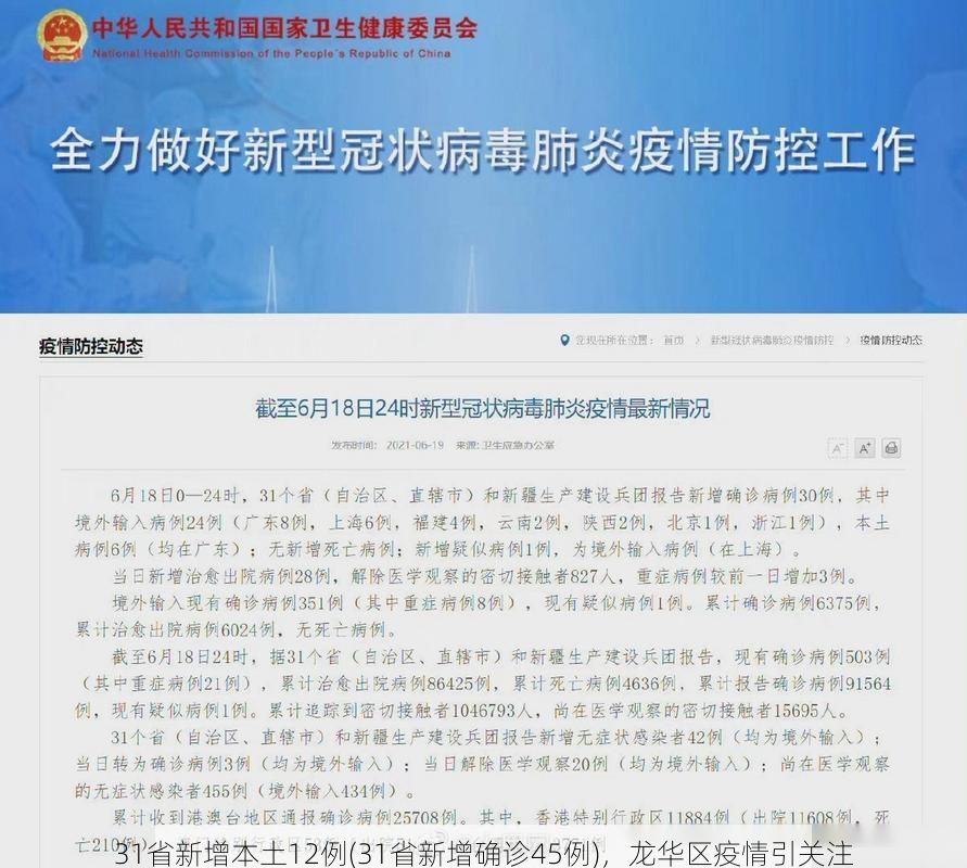 31省新增本土12例(31省新增确诊45例)，龙华区疫情引关注