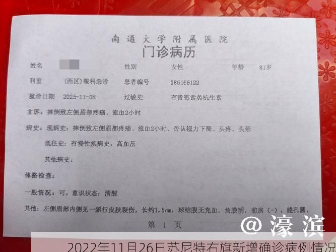 2022年11月26日苏尼特右旗新增确诊病例情况