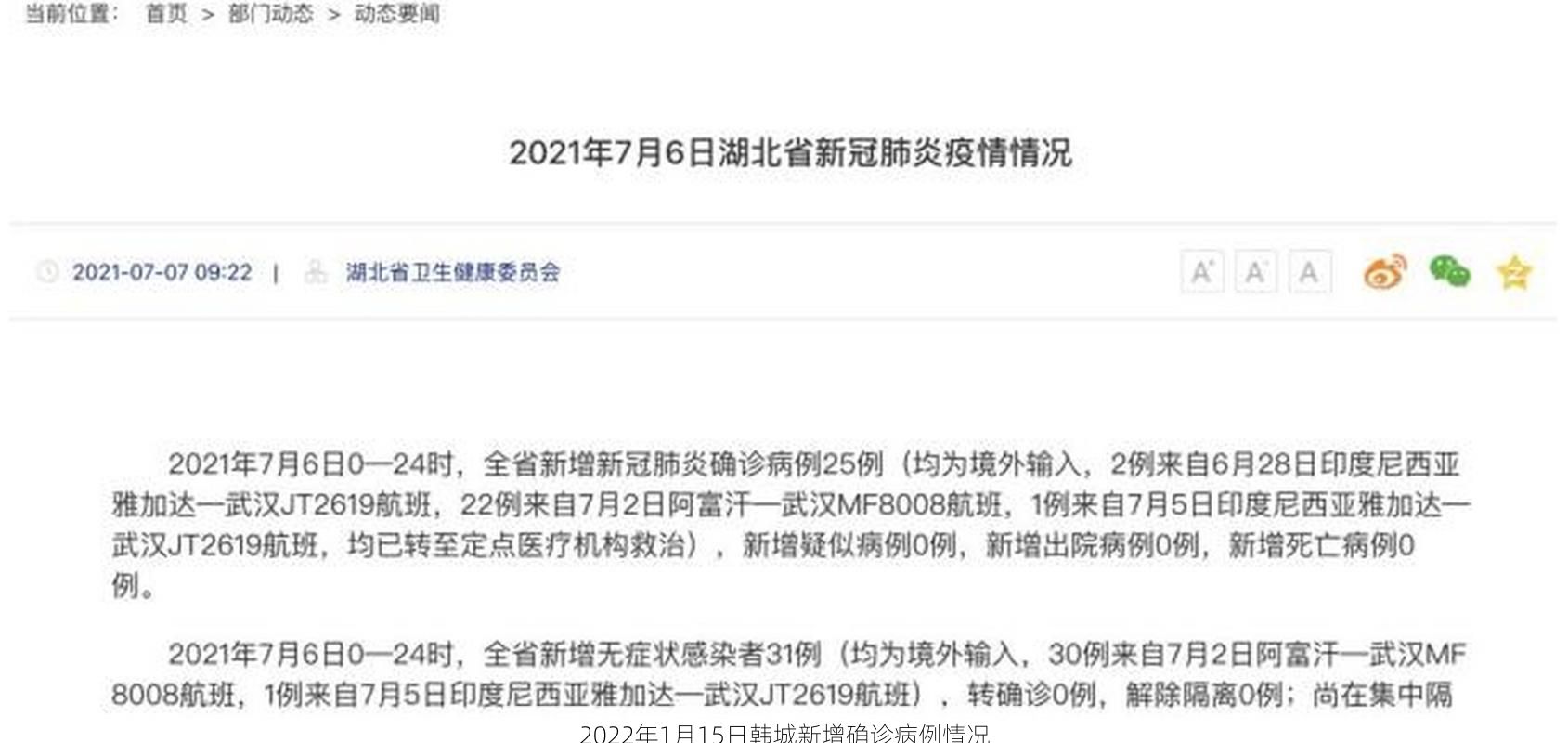 2022年1月15日韩城新增确诊病例情况