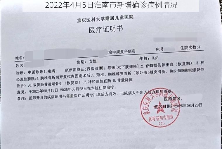 2022年4月5日淮南市新增确诊病例情况