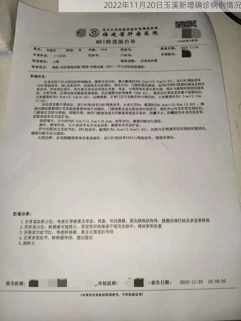 2022年11月20日玉溪新增确诊病例情况