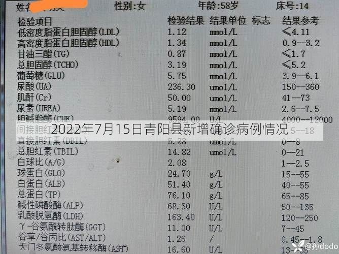 2022年7月15日青阳县新增确诊病例情况