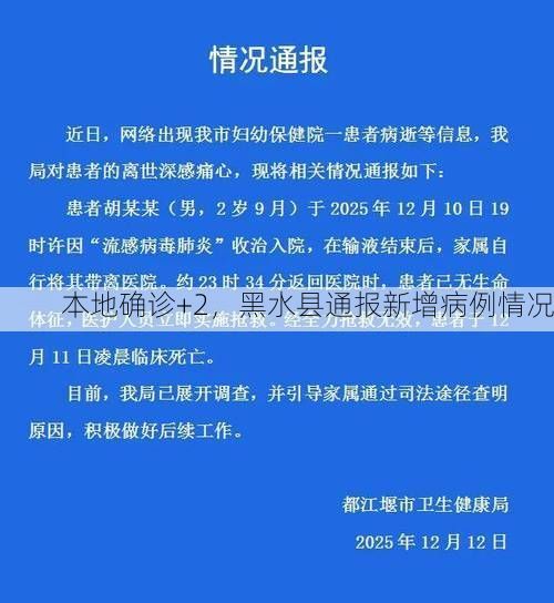 本地确诊+2，黑水县通报新增病例情况
