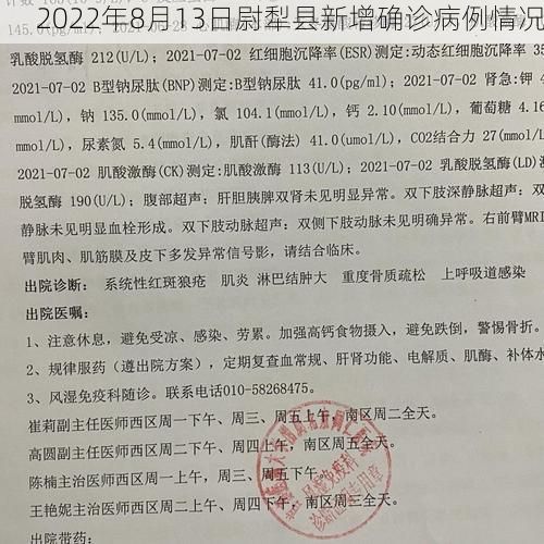 2022年8月13日尉犁县新增确诊病例情况