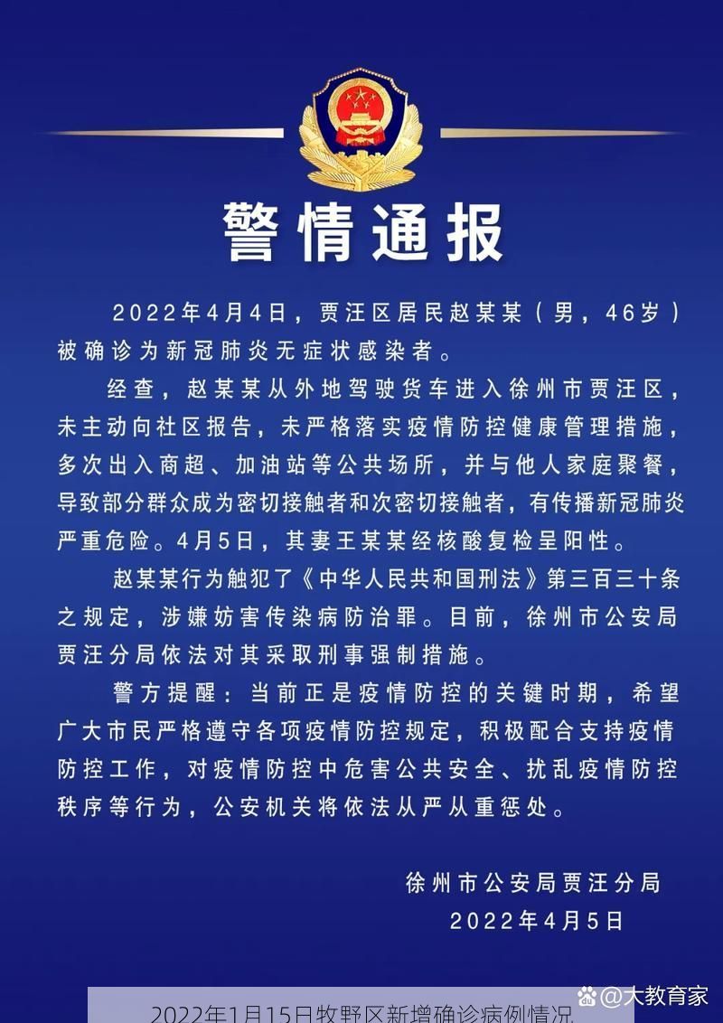 2022年1月15日牧野区新增确诊病例情况