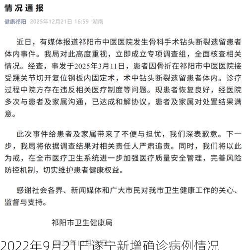 2022年9月21日遂宁新增确诊病例情况