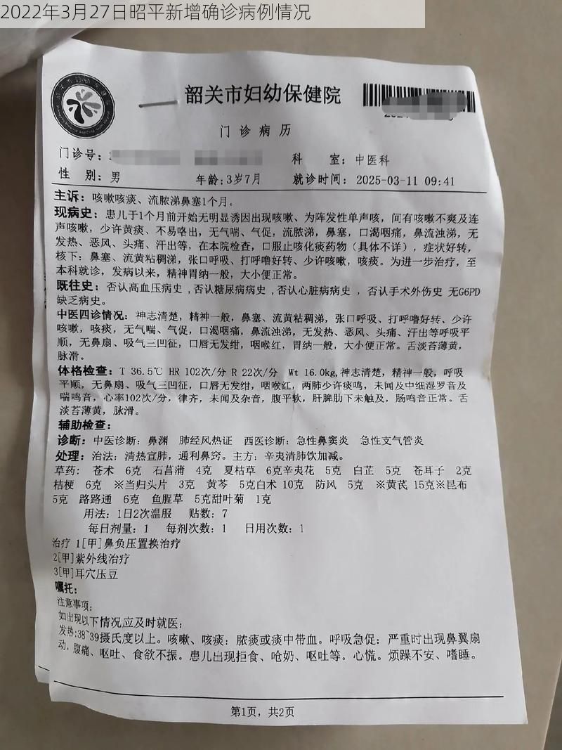 2022年3月27日昭平新增确诊病例情况