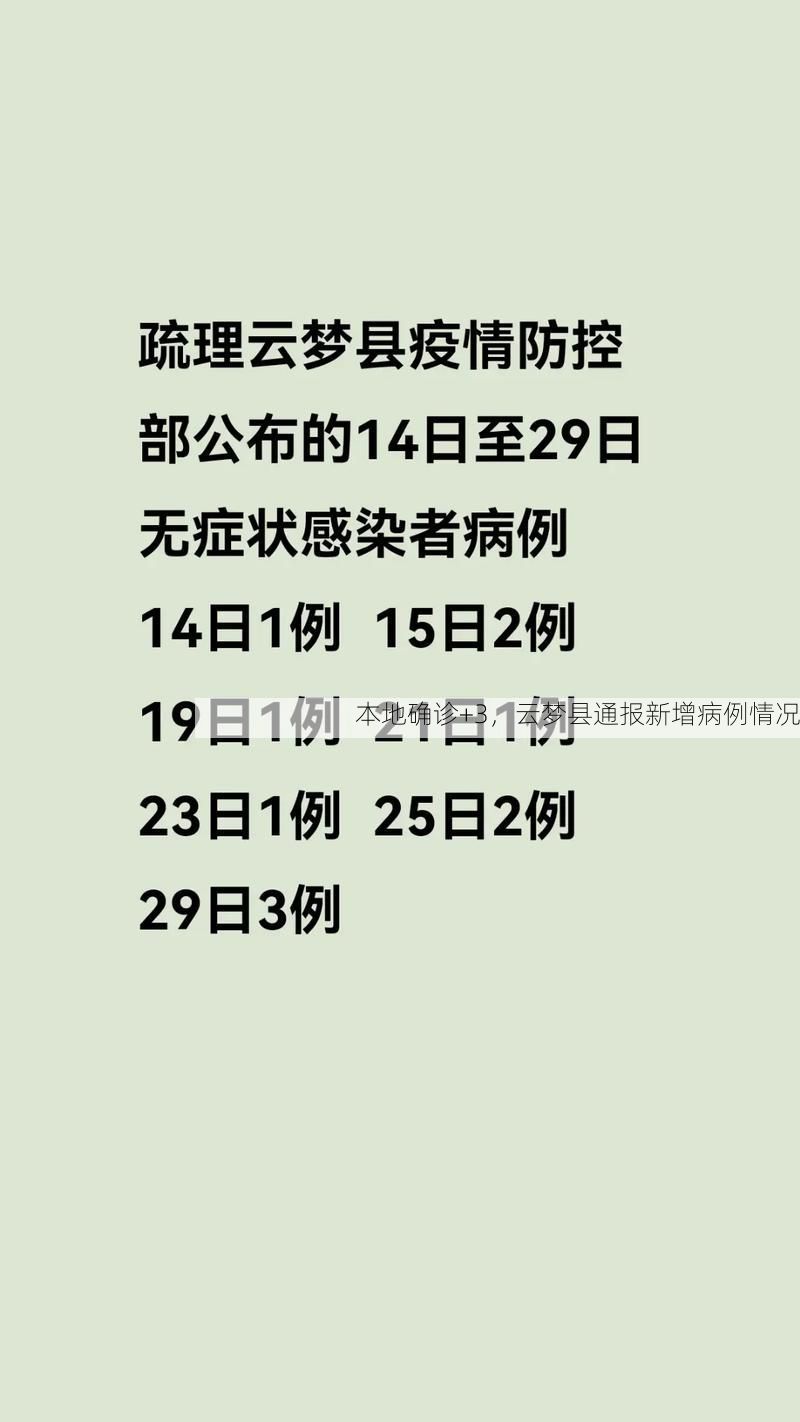 本地确诊+3，云梦县通报新增病例情况